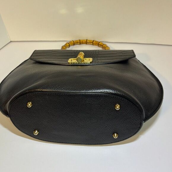 Solo Perché Italy Nove Croc Emboss Leather Purse Handbag Designer Womens - Picture 4 of 9